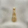 Dije Elegante 05.342.0005 Oro Laminado, Diseño de Pina, con Blanca Micro Pave and Blanca Zirconia Cubica, Pulido, Tono Dorado