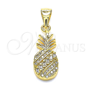 Dije Elegante 05.342.0005 Oro Laminado, Diseño de Pina, con Blanca Micro Pave and Blanca Zirconia Cubica, Pulido, Tono Dorado
