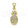 Dije Elegante 05.342.0005 Oro Laminado, Diseño de Pina, con Blanca Micro Pave and Blanca Zirconia Cubica, Pulido, Tono Dorado