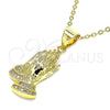 Dije Religioso 05.342.0006 Oro Laminado, Diseño de Manos de Rogacion, con Micro Pave Blanca, Pulido, Tono Dorado