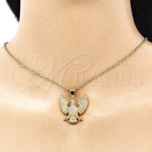 Dije Elegante 05.342.0008 Oro Laminado, Diseño de Águila, con Blanca Micro Pave, Pulido, Tono Dorado