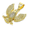 Dije Elegante 05.342.0008 Oro Laminado, Diseño de Águila, con Blanca Micro Pave, Pulido, Tono Dorado