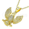 Dije Elegante 05.342.0008 Oro Laminado, Diseño de Águila, con Blanca Micro Pave, Pulido, Tono Dorado