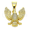 Dije Elegante 05.342.0008 Oro Laminado, Diseño de Águila, con Blanca Micro Pave, Pulido, Tono Dorado