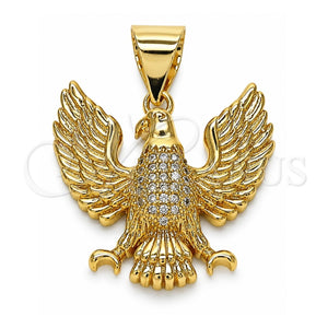 Dije Elegante 05.342.0008 Oro Laminado, Diseño de Águila, con Blanca Micro Pave, Pulido, Tono Dorado