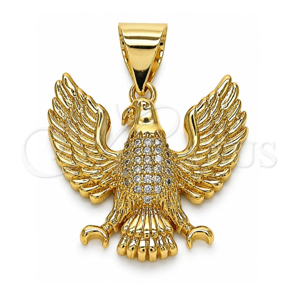 Dije Elegante 05.342.0008 Oro Laminado, Diseño de Águila, con Blanca Micro Pave, Pulido, Tono Dorado