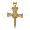 Dije Religioso 05.342.0011 Oro Laminado, Diseño de Cruz, con Blanca Micro Pave, Pulido, Tono Dorado