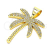 Dije Elegante 05.342.0012 Oro Laminado, Diseño de Palmera, con Blanca Micro Pave, Pulido, Tono Dorado