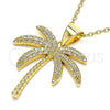 Dije Elegante 05.342.0012 Oro Laminado, Diseño de Palmera, con Blanca Micro Pave, Pulido, Tono Dorado