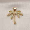 Dije Elegante 05.342.0012 Oro Laminado, Diseño de Palmera, con Blanca Micro Pave, Pulido, Tono Dorado