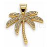 Dije Elegante 05.342.0012 Oro Laminado, Diseño de Palmera, con Blanca Micro Pave, Pulido, Tono Dorado