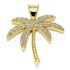 Dije Elegante 05.342.0012 Oro Laminado, Diseño de Palmera, con Blanca Micro Pave, Pulido, Tono Dorado