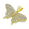 Dije Elegante 05.342.0014 Oro Laminado, Diseño de Mariposa, con Micro Pave Blanca, Pulido, Tono Dorado