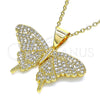 Dije Elegante 05.342.0014 Oro Laminado, Diseño de Mariposa, con Micro Pave Blanca, Pulido, Tono Dorado
