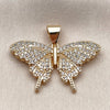 Dije Elegante 05.342.0014 Oro Laminado, Diseño de Mariposa, con Micro Pave Blanca, Pulido, Tono Dorado