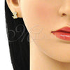 Arete Dormilona 02.342.0116 Oro Laminado, Diseño de Perro, con Blanca Micro Pave, Pulido, Tono Dorado