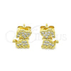 Arete Dormilona 02.342.0116 Oro Laminado, Diseño de Perro, con Blanca Micro Pave, Pulido, Tono Dorado