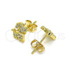 Arete Dormilona 02.342.0116 Oro Laminado, Diseño de Perro, con Blanca Micro Pave, Pulido, Tono Dorado