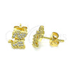 Arete Dormilona 02.342.0116 Oro Laminado, Diseño de Perro, con Blanca Micro Pave, Pulido, Tono Dorado
