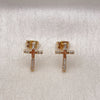 Arete Dormilona 02.342.0119 Oro Laminado, Diseño de Cruz, con Blanca Micro Pave, Pulido, Tono Dorado