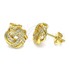Arete Dormilona 02.342.0123 Oro Laminado, Diseño de Nudo, con Blanca Micro Pave, Pulido, Tono Dorado