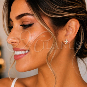 Arete Dormilona 02.342.0124 Oro Laminado, con Blanca Micro Pave, Pulido, Tono Dorado