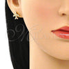 Arete Dormilona 02.342.0124 Oro Laminado, con Blanca Micro Pave, Pulido, Tono Dorado