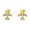 Arete Dormilona 02.342.0124 Oro Laminado, con Blanca Micro Pave, Pulido, Tono Dorado