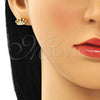 Arete Dormilona 02.342.0126 Oro Laminado, Diseño de Corona, con Blanca Micro Pave, Pulido, Tono Dorado