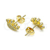 Arete Dormilona 02.342.0126 Oro Laminado, Diseño de Corona, con Blanca Micro Pave, Pulido, Tono Dorado