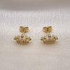 Arete Dormilona 02.342.0126 Oro Laminado, Diseño de Corona, con Blanca Micro Pave, Pulido, Tono Dorado