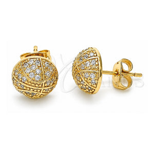 Arete Dormilona 02.342.0129 Oro Laminado, con Micro Pave Blanca, Pulido, Tono Dorado