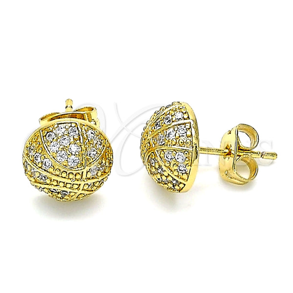 Arete Dormilona 02.342.0129 Oro Laminado, con Blanca Micro Pave, Pulido, Tono Dorado
