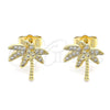 Arete Dormilona 02.156.0588 Oro Laminado, Diseño de Ãrbol, con Blanca Zirconia Cubica and Blanca Micro Pave, Pulido, Tono Dorado