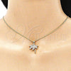 Juego de Arete y Dije de Adulto 10.156.0381 Oro Laminado, Diseño de Ãrbol, con Blanca Zirconia Cubica and Blanca Micro Pave, Pulido, Tono Dorado
