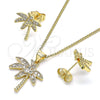 Juego de Arete y Dije de Adulto 10.156.0381 Oro Laminado, Diseño de Ãrbol, con Blanca Zirconia Cubica and Blanca Micro Pave, Pulido, Tono Dorado
