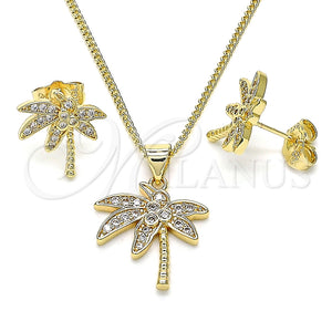 Juego de Arete y Dije de Adulto 10.156.0381 Oro Laminado, Diseño de Ãrbol, con Blanca Zirconia Cubica and Blanca Micro Pave, Pulido, Tono Dorado