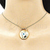 Collares con Dije 04.156.0423.20 Oro Laminado, Diseño de Ojo Griego y Corazón, con Blanca Madre Perla, Pulido, Tono Dorado (02 MM Thickness, 20 Inches Length)