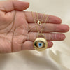 Collares con Dije 04.156.0423.20 Oro Laminado, Diseño de Ojo Griego y Corazón, con Blanca Madre Perla, Pulido, Tono Dorado (02 MM Thickness, 20 Inches Length)