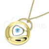 Collares con Dije 04.156.0423.20 Oro Laminado, Diseño de Ojo Griego y Corazón, con Blanca Madre Perla, Pulido, Tono Dorado (02 MM Thickness, 20 Inches Length)