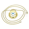 Collares con Dije 04.156.0423.20 Oro Laminado, Diseño de Ojo Griego y Corazón, con Blanca Madre Perla, Pulido, Tono Dorado (02 MM Thickness, 20 Inches Length)