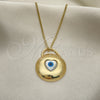Collares con Dije 04.156.0423.20 Oro Laminado, Diseño de Ojo Griego y Corazón, con Blanca Madre Perla, Pulido, Tono Dorado (02 MM Thickness, 20 Inches Length)
