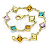 Pulsera Elegante 03.386.0017.07 Oro Laminado, con Multicolor Cristal, Pulido, Tono Dorado (10 MM Thickness, 7 Inches Length)