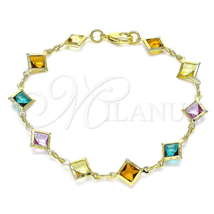 Pulsera Elegante 03.386.0017.07 Oro Laminado, con Multicolor Cristal, Pulido, Tono Dorado (10 MM Thickness, 7 Inches Length)