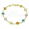 Pulsera Elegante 03.386.0017.07 Oro Laminado, con Multicolor Cristal, Pulido, Tono Dorado (10 MM Thickness, 7 Inches Length)