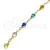 Pulsera Elegante 03.386.0018.07 Oro Laminado, Diseño de Gota, con Multicolor Cristal, Pulido, Tono Dorado (06 MM Thickness, 7 Inches Length)