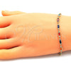 Pulsera Elegante 03.386.0019.07 Oro Laminado, con Cristal Multicolor, Pulido, Tono Dorado (Grosor 03.8 MM, 8 Pulgadas de Largo)