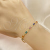 Pulsera Elegante 03.386.0019.07 Oro Laminado, con Cristal Multicolor, Pulido, Tono Dorado (Grosor 03.8 MM, 8 Pulgadas de Largo)