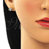 Arete Dormilona 02.156.0592.1 Oro Laminado, Diseño de Ojo Griego, con Multicolor Micro Pave, Esmaltado Blanco, Tono Dorado