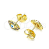 Arete Dormilona 02.156.0592.1 Oro Laminado, Diseño de Ojo Griego, con Multicolor Micro Pave, Esmaltado Blanco, Tono Dorado